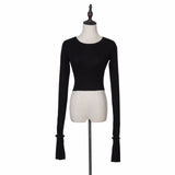 Women's T-Shirt Long-Sleeved Bottoming Shirt Short T-shirt Women's Autumn Winter Coat Trendy