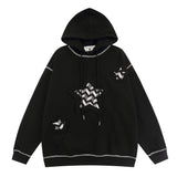 Men Hoodie Five-Pointed Star Patch Embroidered Hoodie
