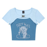 Women T-shirt Printed Vest Summer Slim Fit Camisole Short Sleeve