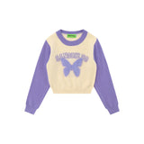 Women Sweater Color Matching Sweater Women's Autumn Leisure round Neck Long Sleeve Short