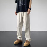 Men Sweatpants Summer Retro Ice Silk Leisure Pants Straight Loose