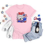 National Flag Day T Shirts Summer Women's Short Sleeve T-shirt Independence Day round Neck