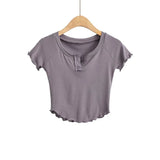 Women T-Shirt Slim V-neck Short Sleeve T-shirt