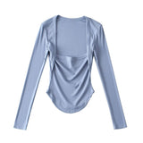 Women T-Shirt Long Sleeve Ballet Back Strap T-shirt Top