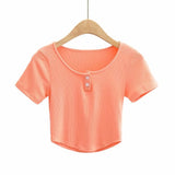 Women T-shirt Summer round Neck Short Sleeves Slim Fit Women T-shirt
