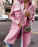 Plaid Trench Coat Autumn and Winter New Mid-Length Houndstooth Women's Printed Wear