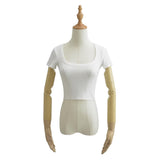 Women T-Shirt Short Sleeve All-Matching Slim Fit Slimming Top