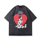 TKPA American washed retro old heart skull print short