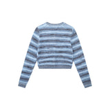 Women Sweater Mixed Color Stripe Cardigan Girls Spring and Autumn Leisure Top
