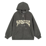 Men Hoodie Hooded Cardigan Sweater Men's Spring and Autumn Letter Towel
