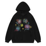 Men Hoodie Graffiti Line Animal Printed Hoodie