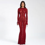 Women's Desses round Neck Printed Fishtail Dress Dress