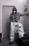 Unisex Jacket Autumn Classic Plaid Long Shirt