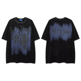 Men T Shirt Vintage Distressed Dark Portrait Wash Couple Short Sleeve T-shirt Men