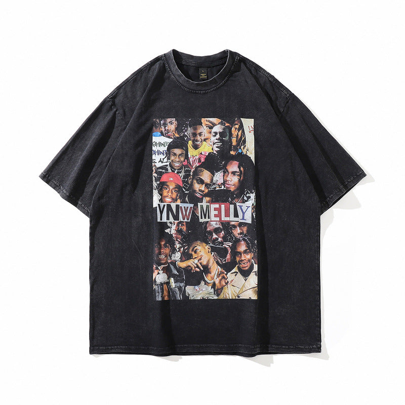 Men T Shirt Hip Hop Distressed Short Sleeve T-shirt Men and Women Street