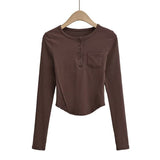 Women T-shirt Street Snap Fashion Women's Autumn Pocket T-shirt