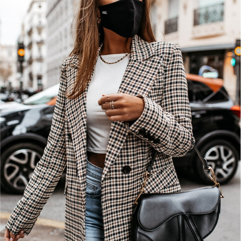 Plaid Trench Coat Plaid Suit Coat Women's Clothing