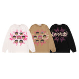Men Long Sleeve Shirt Cartoon Long Sleeve Bottoming T-shirt Men and Women Vibe Idle Style Loose