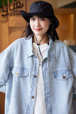 Unisex Jacket Autumn Washed Jacquard Denim Coat Women's Clothing