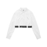 Women Long Sleeve Shirt with Belt Short Long Sleeve Shirt Pure Cotton Girls Autumn