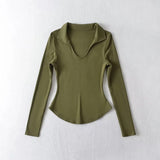 Women T-Shirt Solid Color T-shirt Women's Spring Slim-Fit Long-Sleeved Bottoming Shirt Top