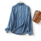 Women T-Shirt Retro Denim Shirt Women's Autumn Design Sense