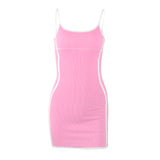Women Dresses Y2g Summer Tight Casual Pink Striped Backless Sheath Dress