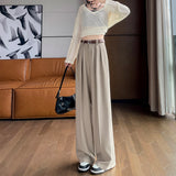 Palazzo Pants Khaki Wide-Leg Pants Women's Spring and Autumn High Waist Drooping Suit Pants