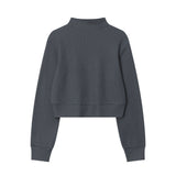 Women Long Sleeve T-Shirt Long Sleeve T-shirt Women's Spring and Autumn Casual Waffle Half Zipper