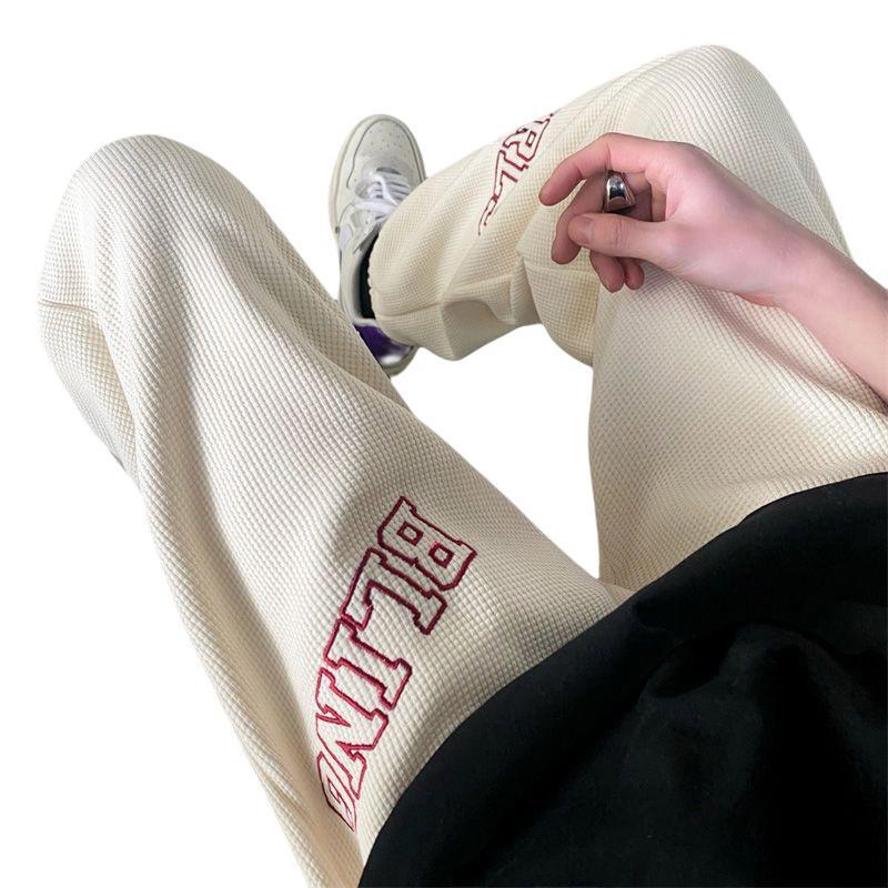 Men Sweatpants Embroidered Track Sweatpants Loose Drooping Casual Pants