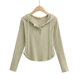 Women T-Shirt Hooded Long-Sleeved T-shirt Female Spring Undershirt