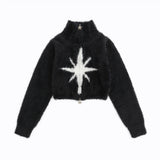 Women Sweater Cropped Cardigan Sweater Girls' Spring and Autumn Zipper