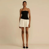 Women Desses Spring Sexy Color Block Tube Top Short Skirt Dress Dress