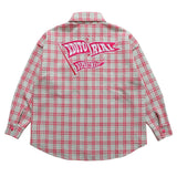 Men Long Sleeved T Shirt Letter Embroidered Street Lapel Long Sleeve Shirt Autumn Loose Fine Plaid Shirt
