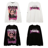 Men Long Sleeve Shirt Printed Long Sleeve T-shirt Men and Women Dark Style Couple Wear