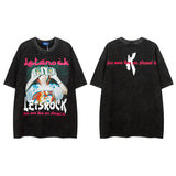 Men T Shirt Retro Portrait Printing Short-Sleeved T-shirt Men and Women Casual Couple