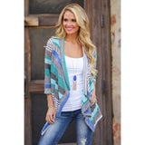 Plaid Trench Coat Autumn Striped Stitching Three-Quarter Length Sleeves Cardigan Coat Top