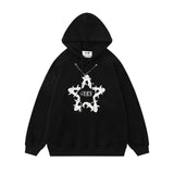 Men Hoodie Five-Pointed Star Embroidered Sweater Men's Long Sleeve Loose