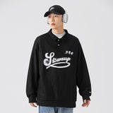 Unisex Hoodie Street Embroidery Polo Shirt Loose Sweater Coat Men and Women