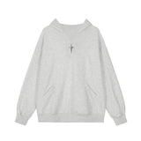 Men Hoodie Metal Decorative Loose Long Sleeve Pullover Hoodie Autumn