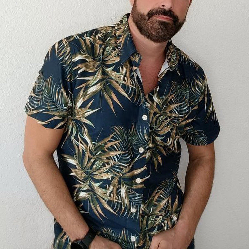 Men Shirt Summer Short Sleeve Men's Printed Shirts Coat