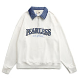 Men Fleece Lined Hoodie Multicolor Hoodie Men's Ins Loose Letter Embroidery Polo Top