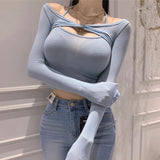 Women Long Sleeve Shirt Autumn Vest Long Sleeve Shawl Body-Hugging Suit