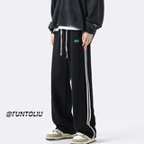 Men Sweatpants Striped Color Matching Pants Spring Fashion Brand Straight Loose Casual