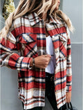 Plaid Trench Coat Autumn and Winter Long Sleeve Plaid Coat