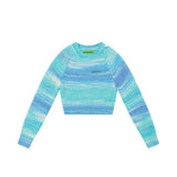 Women Sweater O-neck Short Women's Gradient Long Sleeve Sweater
