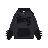 Women Hoodie Hooded Sweater Women's Color Matching Letters Autumn and Winter Loose