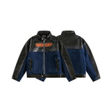 Unisex Jacket Winter Denim Stitching Cotton Jacket for Women