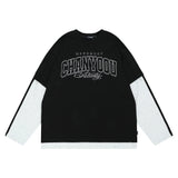 Men Hoodie Embroidered Crew Neck Sweater Loose Cotton Autumn Street Long-Sleeve Stickers Color Matching Top