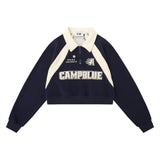 Women Hoodie Color Matching Short Long-Sleeved Sweater Girls' Autumn Top